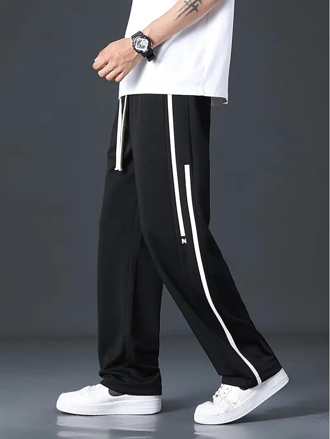 Vimal Jonney Solid Black Regular Fit Polyster Lycra Trackpant For Men