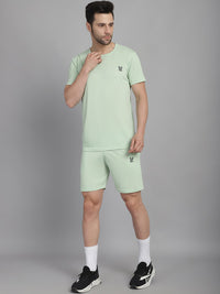 Vimal Jonney Light Green Cotton Solid Co-ord Set Tracksuit For Men(Zip On 1 Side Pocket)