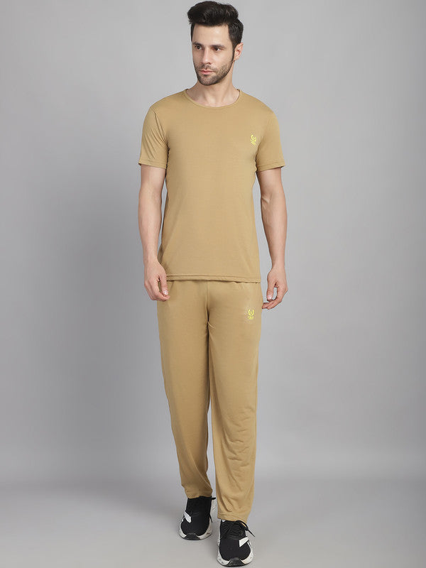 Vimal Jonney Mud Cotton Solid Co-ord Set Tracksuit For Men(Zip On 1 Side Pocket)