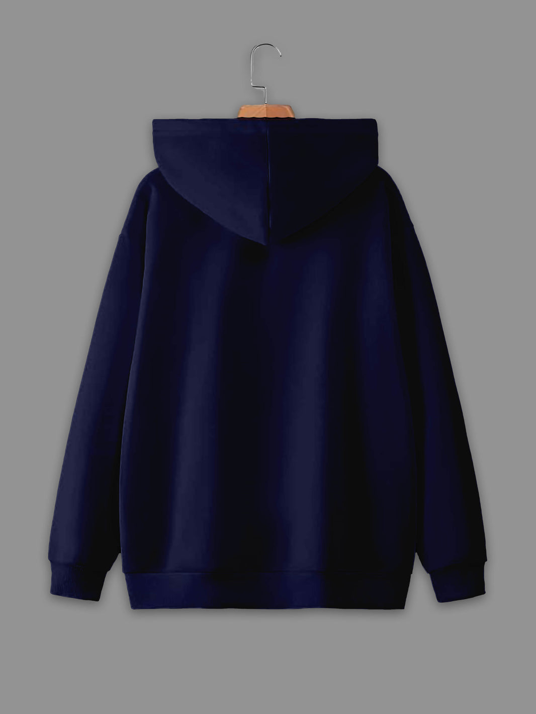 Vimal Jonney Navy Blue Solid Hooded Cotton Fleece Sweatshirt for Men