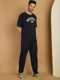 Vimal Jonney Printed  Navy Round Neck Cotton Oversize Half sleeves Co-ord set Tracksuit For Men