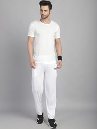 Vimal Jonney White Cotton Solid Co-ord Set Tracksuit For Men(Zip On 1 Side Pocket)