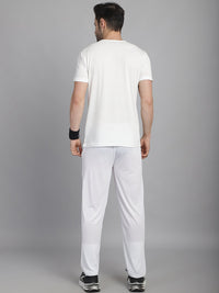 Vimal Jonney White Cotton Solid Co-ord Set Tracksuit For Men(Zip On 1 Side Pocket)