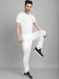 Vimal Jonney White Cotton Solid Co-ord Set Tracksuit For Men(Zip On 1 Side Pocket)