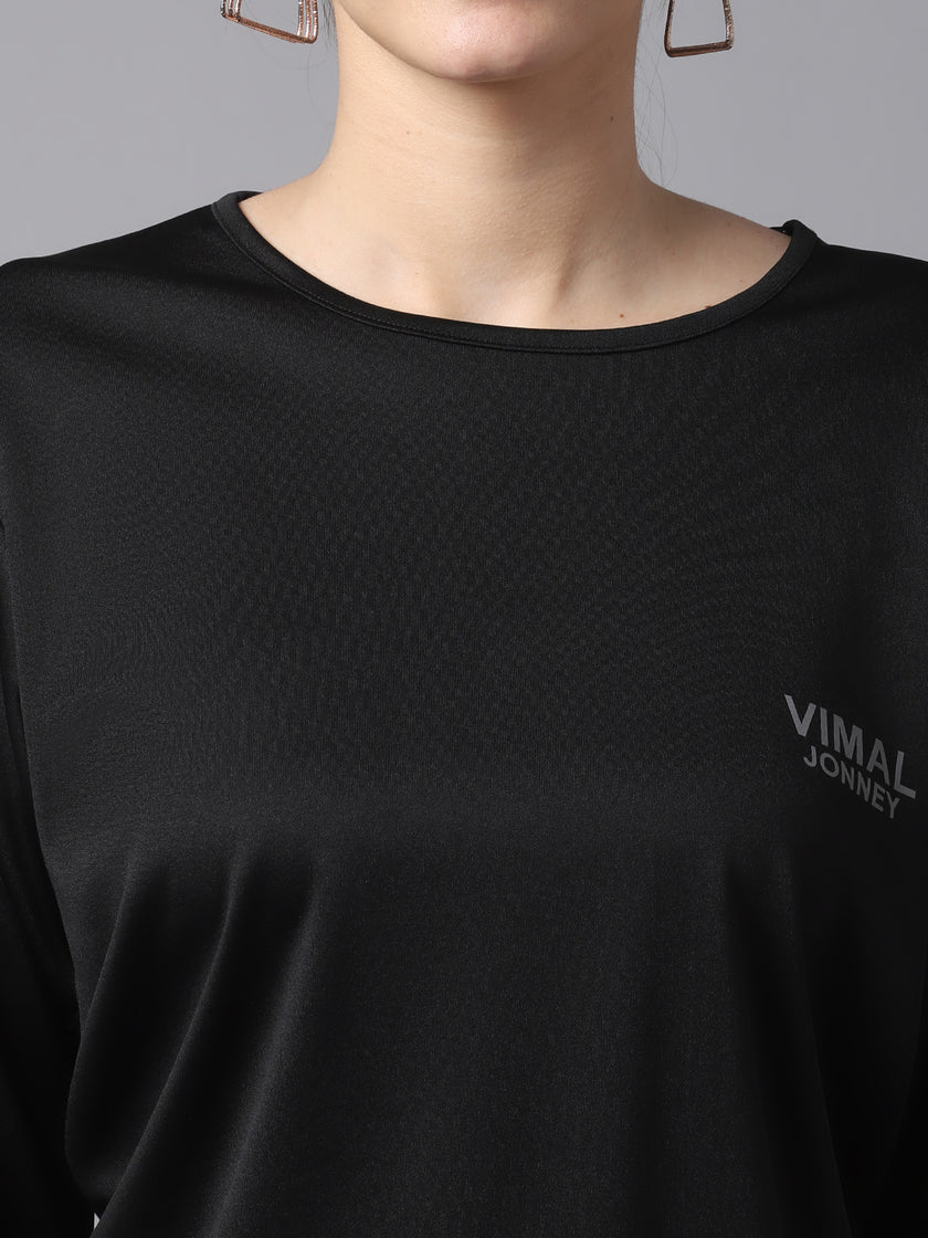 Vimal Jonney Dryfit Lycra Black FullSleeve T-Shirt For Women