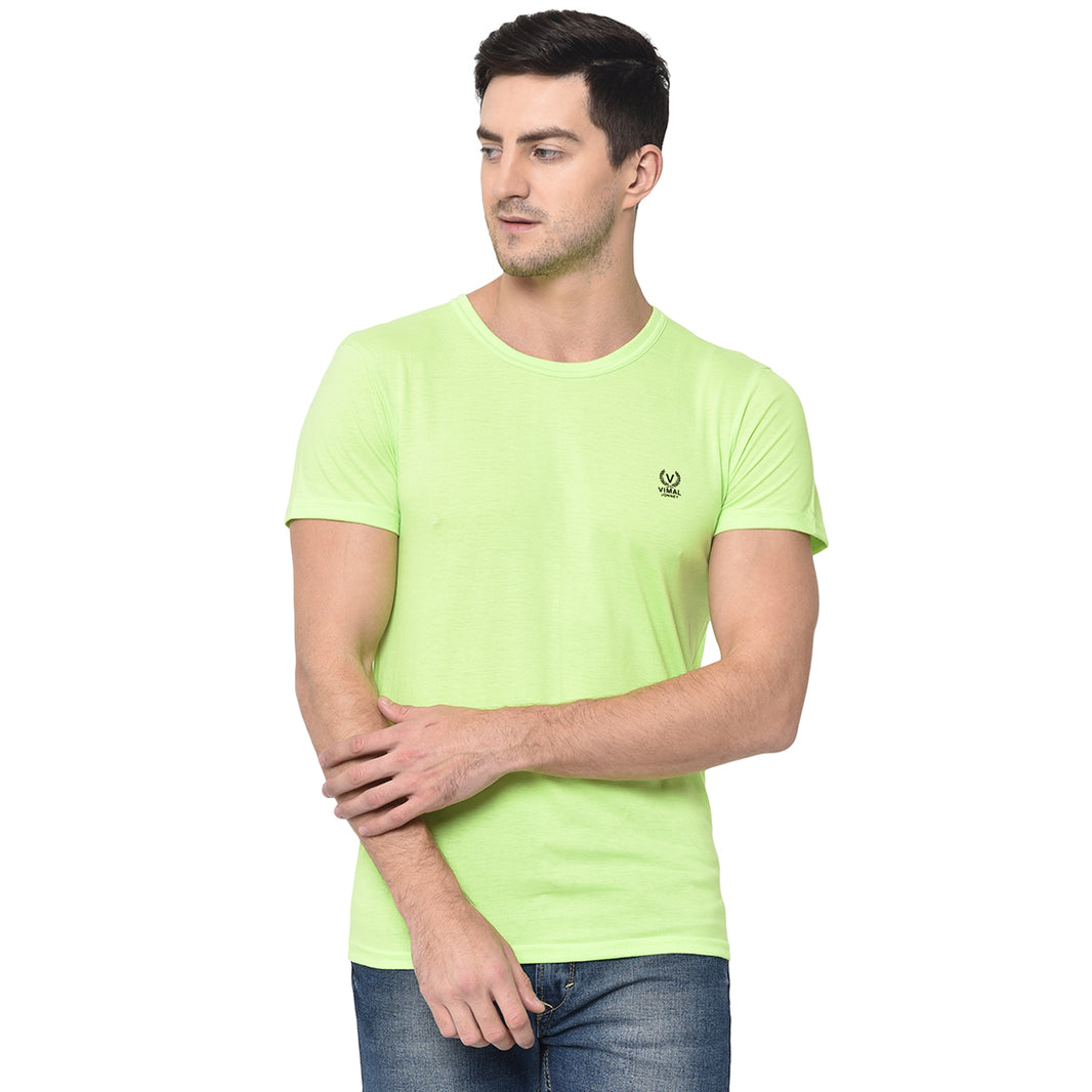 Vimal Jonney Round Neck Green T-shirt For Men's