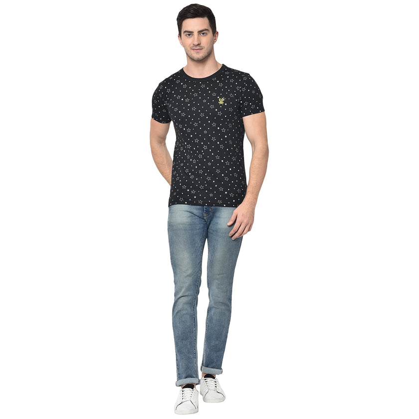 Vimal Jonney Round Neck Black T-shirt For Men's