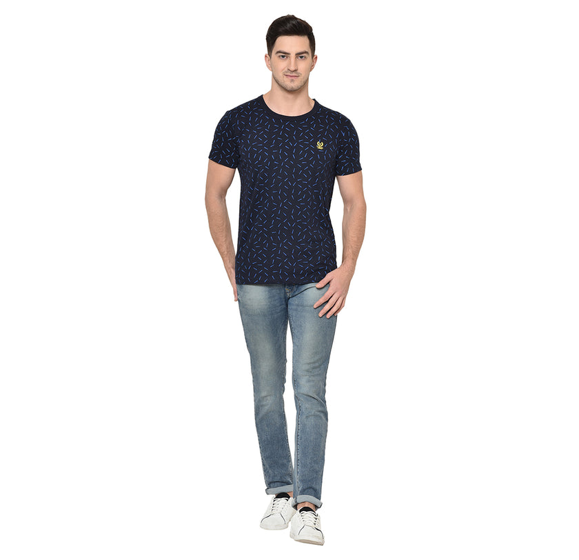 Vimal Jonney Round Neck Dark Blue T-shirt For Men's