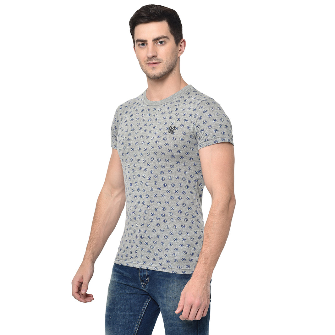 Vimal Jonney Round Neck Grey T-shirt For Men's