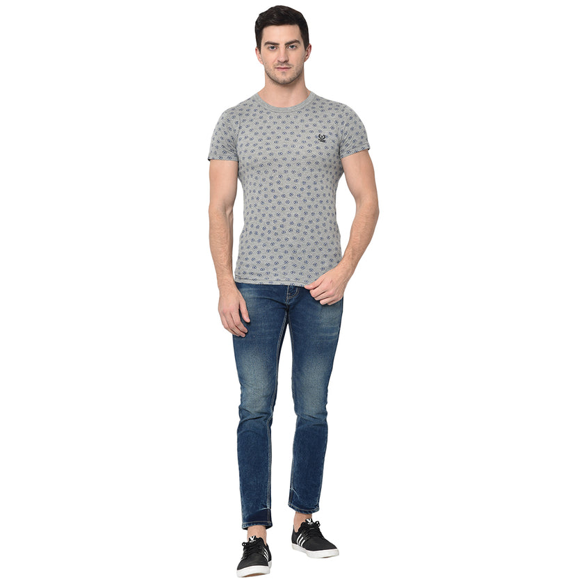 Vimal Jonney Round Neck Grey T-shirt For Men's