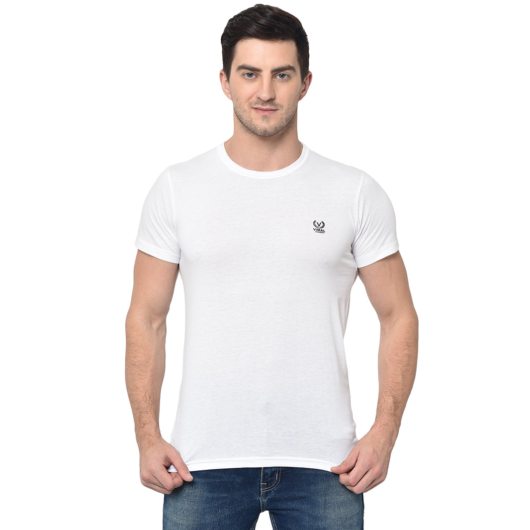 Vimal Jonney Round Neck white T-shirt For Men's