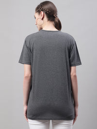 Vimal Jonney Round Neck Cotton Solid Grey T-Shirt for Women