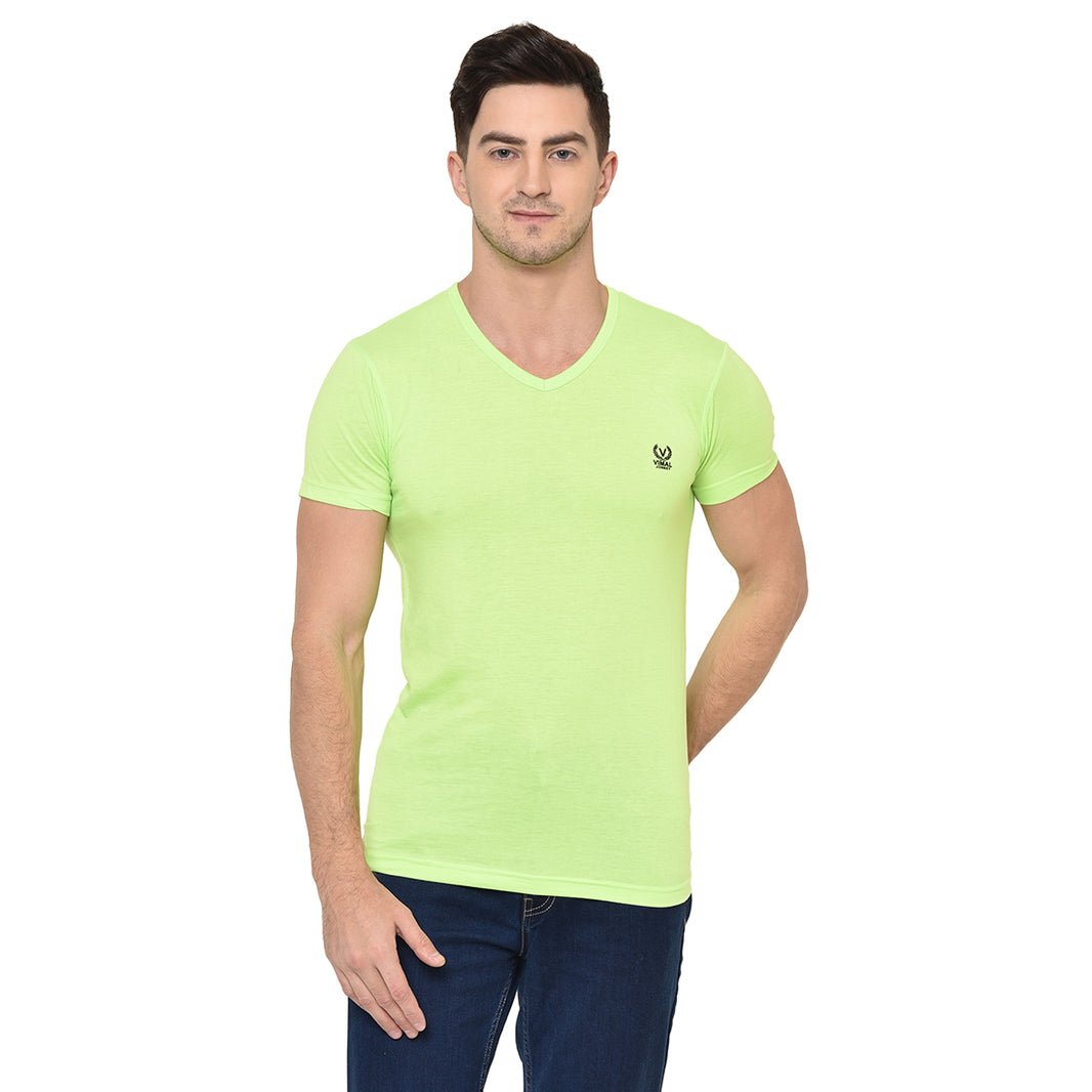 Vimal Jonney Round Neck Green T-shirt For Men's