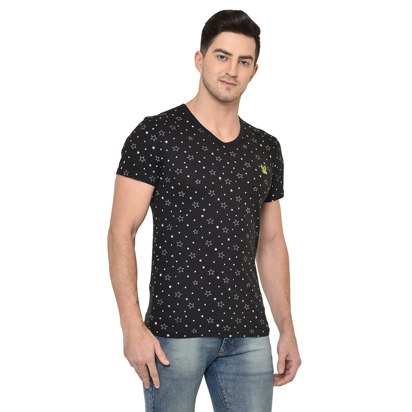 Vimal Jonney Round Neck Black T-shirt For Men's