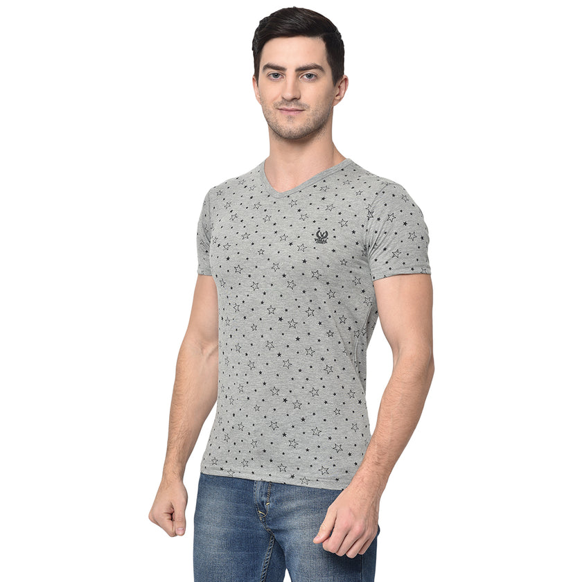 Vimal Jonney Round Neck Grey T-shirt For Men's