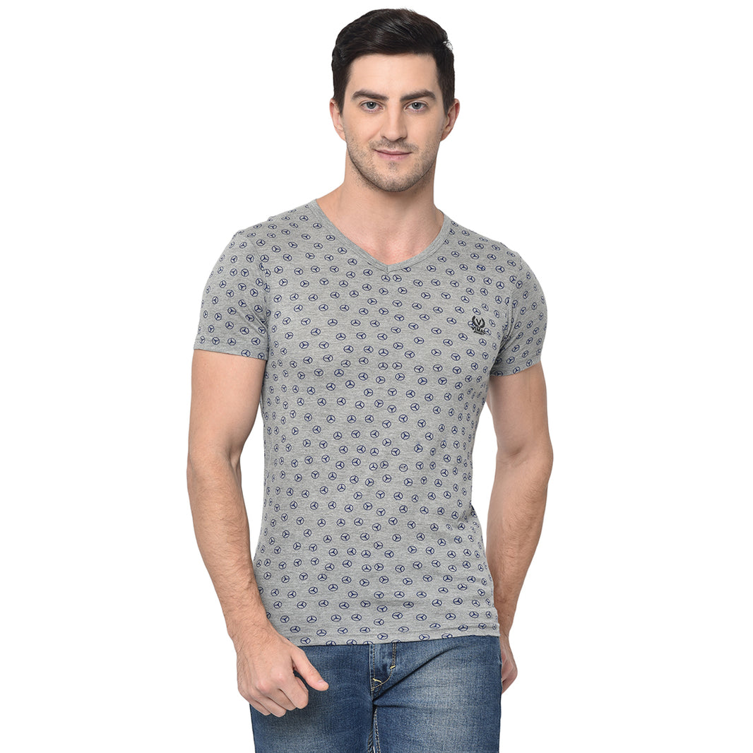 Vimal Jonney Round Neck Grey T-shirt For Men's