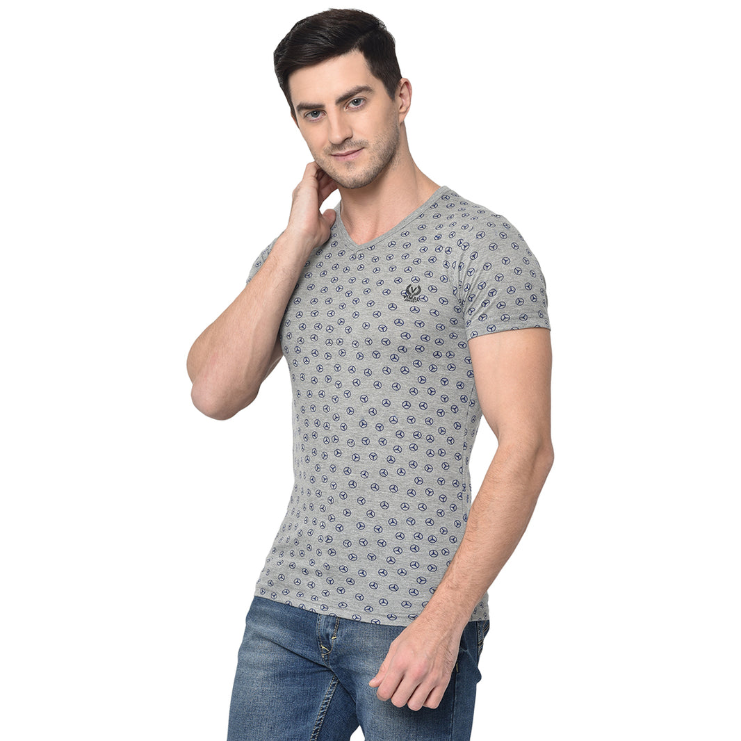 Vimal Jonney Round Neck Grey T-shirt For Men's