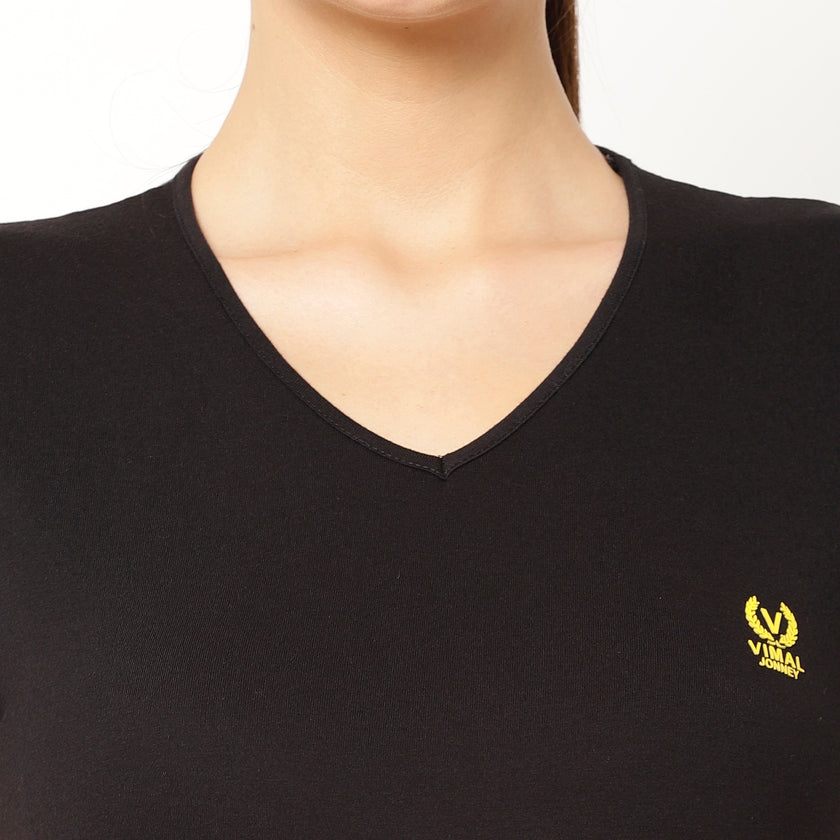 Vimal Jonney Black Color T-shirt For Women